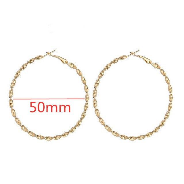 50mm 60mm 70mm Einfache Spirale Große Creolen Für Frauen Aussage Großen Kreis Runde Ohrringe Partei schmuck Mädchen: Champagnergold