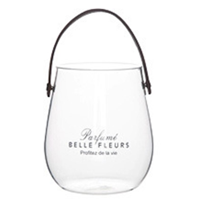 Clear Glass Vase with Leather Handle Tabletop Flower Container Flowerpot Plant Bottle Organizer Storage Jar Home Decor Retailsal: Parfume