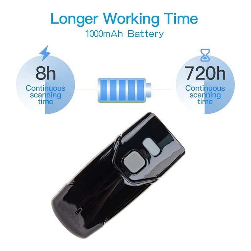 Scanner de código de barras 2.4g sem fio + bluetooth + usb com fio apoio código de barras e código qr para iphone ipad tablet pc