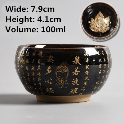 Herz Sutra Tee Tasse Blatt Meister Tee Becher Persönliche Zen Buddha Tee-einstellen Tasse Prämie Heimat Leben Tee Zubehör: Schwarz D