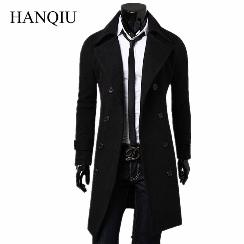 Heren Trenchcoat Mode Mannen Lange Jas Herfst Winter Double-Breasted Winddicht Slanke Trenchcoat Mannen Plus Size