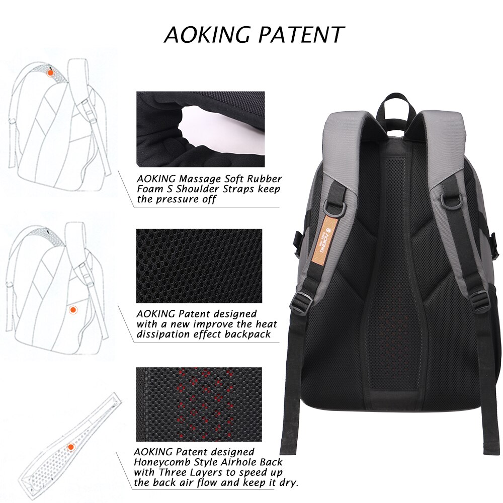 Aoking rugzak voor 14 15.6 inch laptop, studententas, schooltas, reistas, casual dagrugzak, waterdichte klassieke rugzak