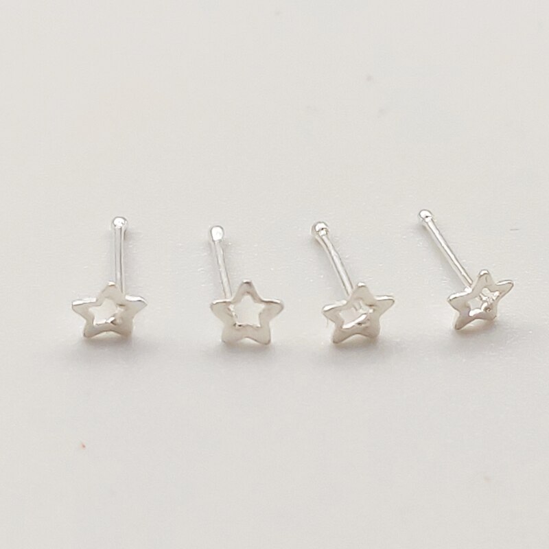925 Sterling Silver Star Shape Nose Studs Pin Piercing Nez Body Jewelry 20pcs/pack