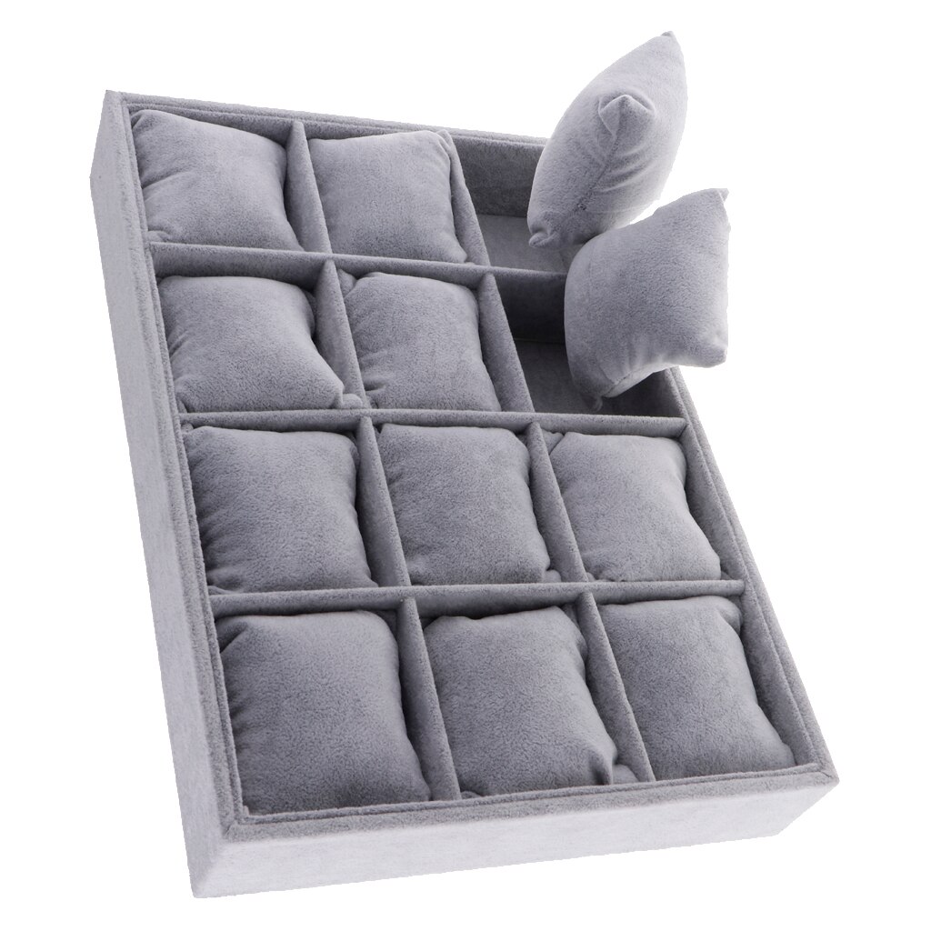 Armband Horloge Display Showcase Organizer Box 12 Verwijderbare Kussen