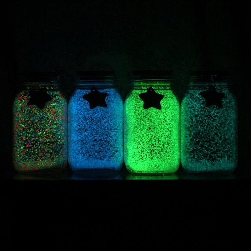 Partículas de Luz Súper fluorescentes de colores, pigmento brillante, arena brillante que brilla en la arena oscura, 2 uds.