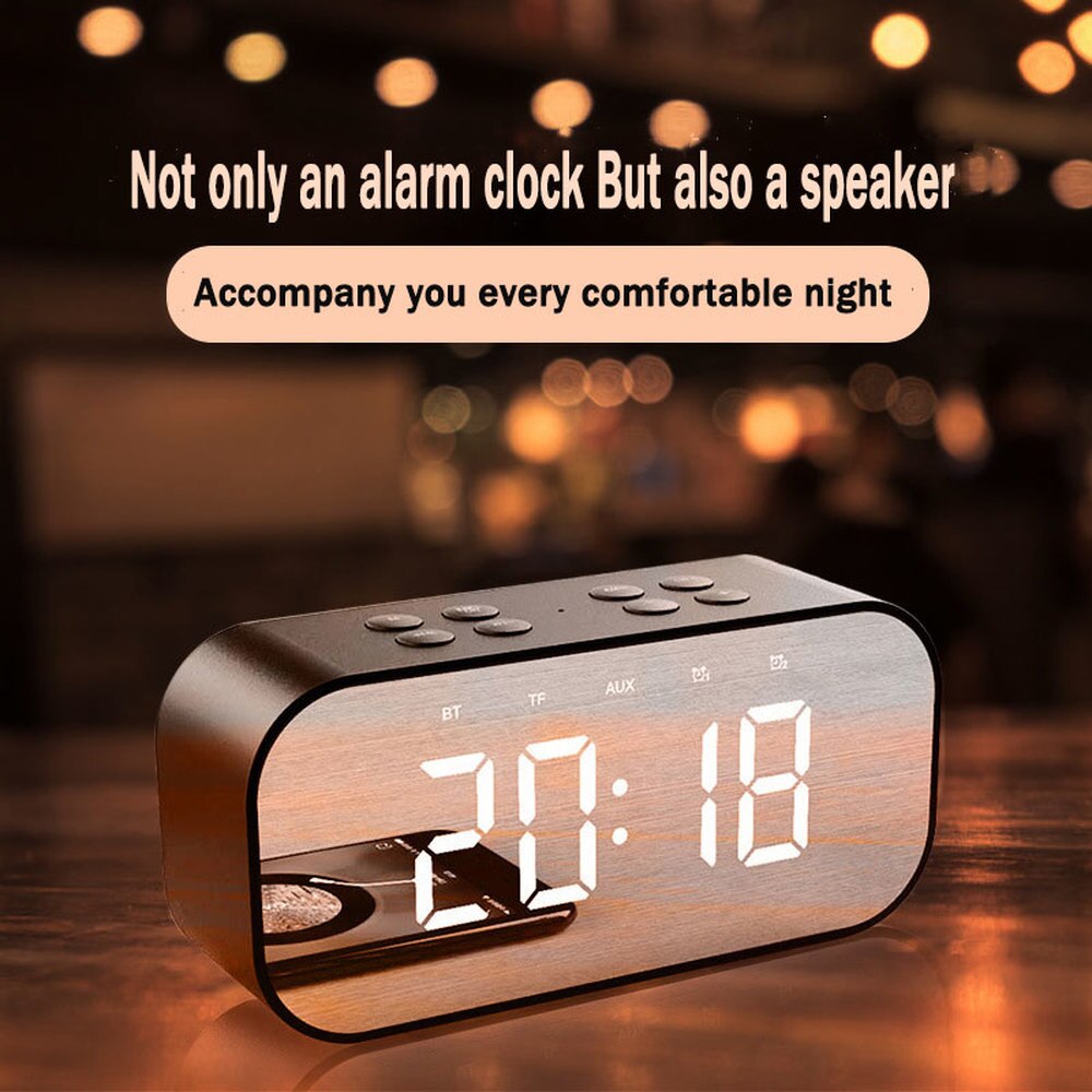Alarm Clock Digital with Snooze Function Wireless Bluetooth Speaker Alarm Color Luminous Led Mirror Reveil