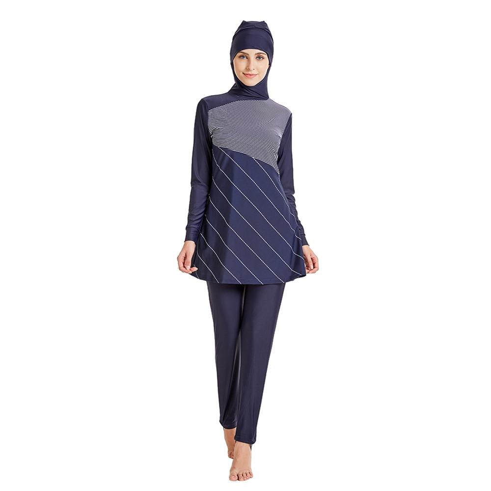 2022 nuovo più dimensione modesto costume da bagno musulmano Burkinis costumi da bagno stampato floreale Hijab donna musulmano ah abbigliamento sportivo islamico: M