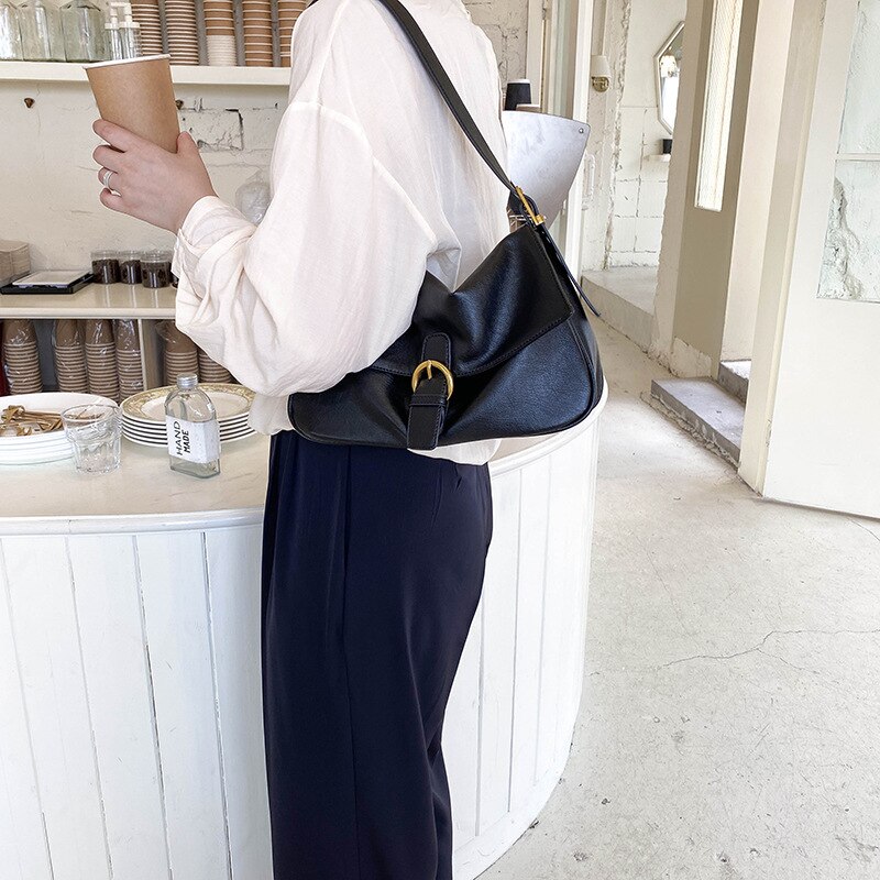 Women's Leisure Bag Trend Women's Shoulder Bag Pu Retro Messenger Handbag Underarm Bag