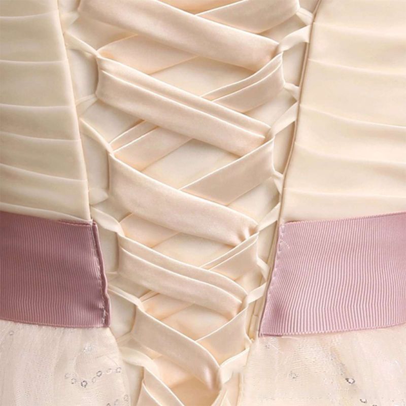 118Inch Trouwjurk Rits Vervanging Verstelbare Corset Terug Kit Lace-Up Satijnen Lint Banden Voor Bruids Banket Avond gown: Champagne