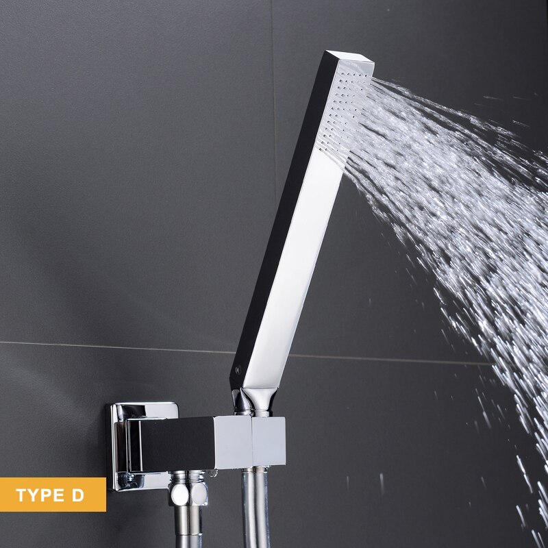 Brass Handheld Shower Head Replacement Showerhead for Bathroom Showering System Contemporary Square Style Polished Chrome