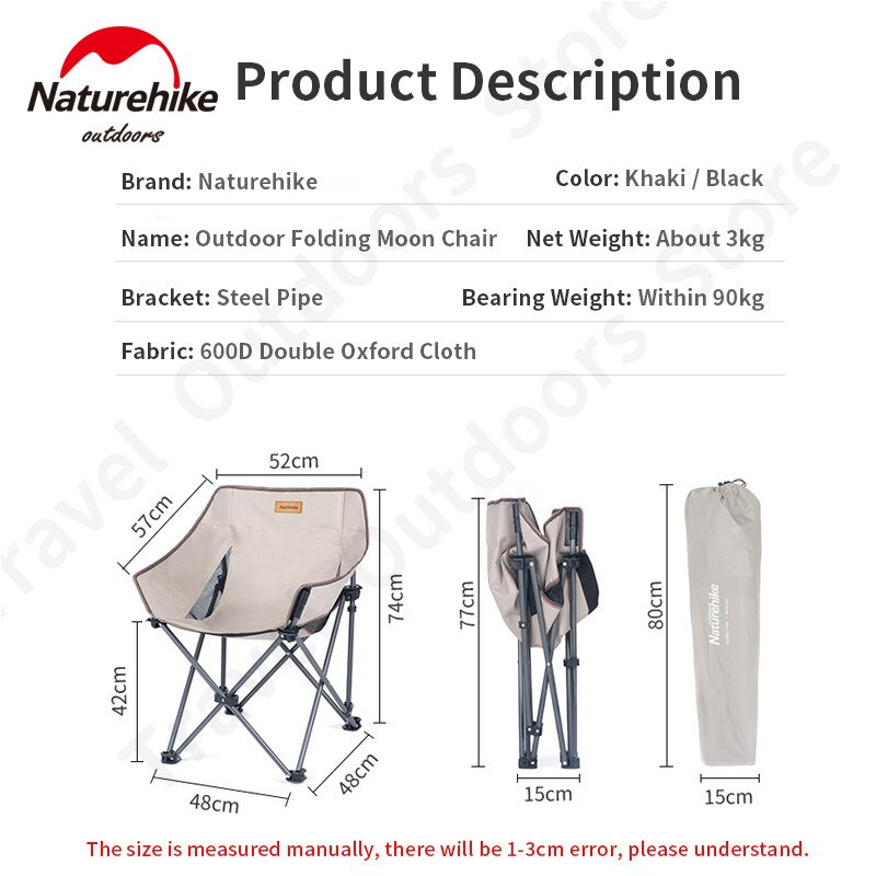 Naturehike Outdoor Ultralight Vouwen Vissen Stoel Camping Draagbare Strand Stoel Stalen Pijp Beugel Lager Gewicht 90Kg Stabiel