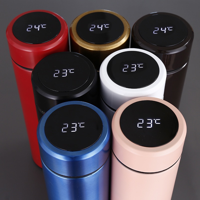 500Ml Vacuüm Thermosfles Temperatuur Display Rvs Reizen Koffie Cup Thermosfles