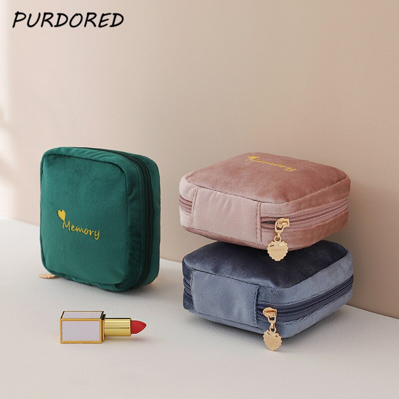 Purdored 1 Pc Mini Lipstick Zak Vrouwen Fluwelen Kleine Make Up Bag Travel Maandverband Zak Voor Meisjes Cosmetische Organizer case