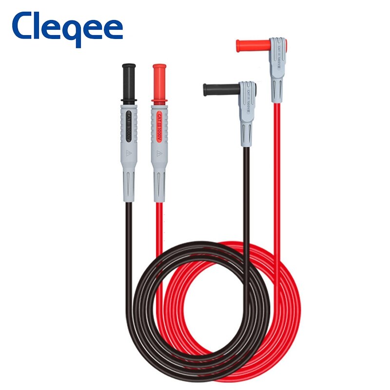 Cleqee  p1300 serie multimeter testledninger sæt 4mm bananstik kabler krokodille test krog clip probes spade stik bilværktøj: P1033