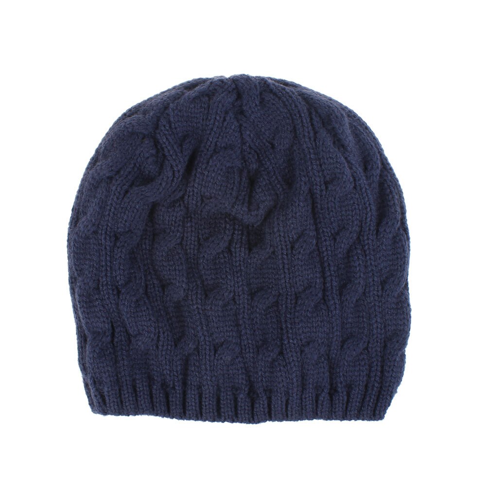Chapeau en tricot torsadé pour femmes | Chapeau tendance pour adultes, bonnet en laine couleur unie pour les huit mots, automne et hiver: navy