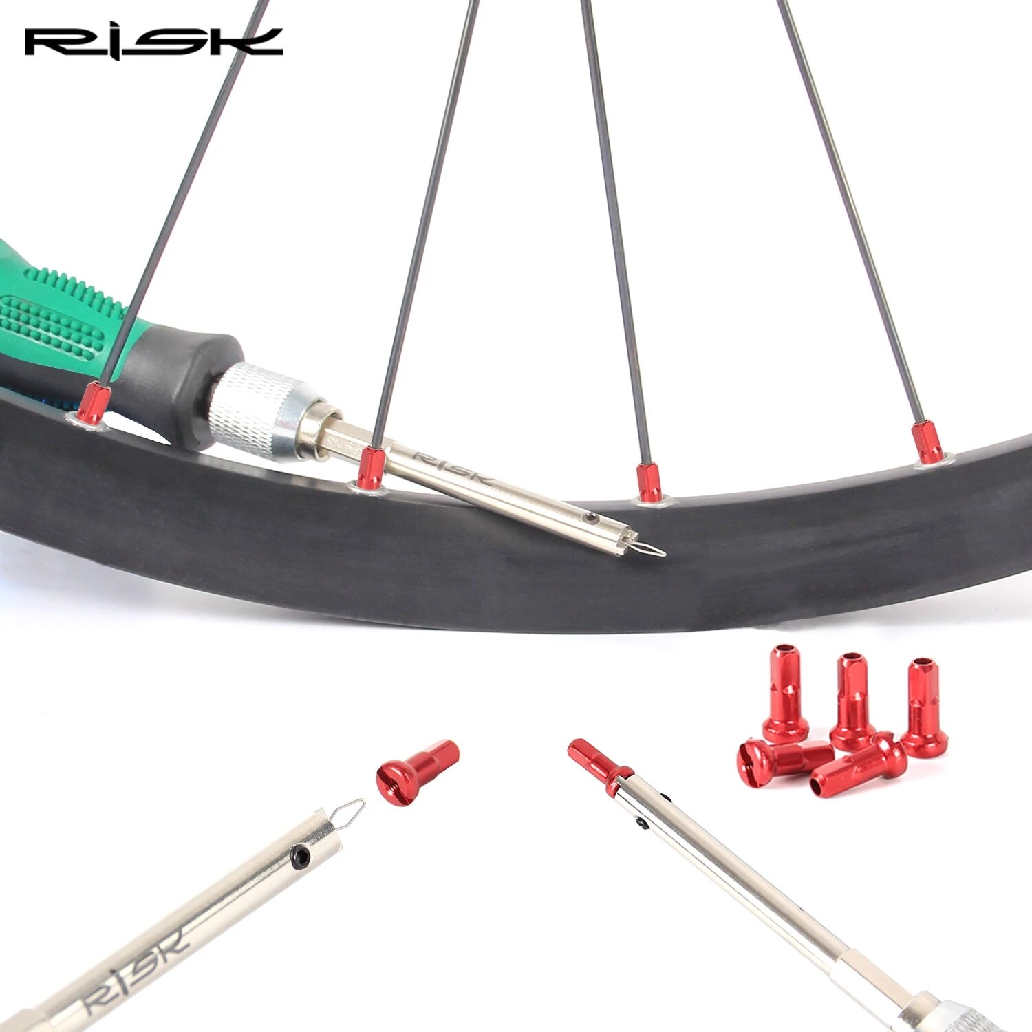 RISK Bike Spoke Nipple Insertion Tool Screwdriver Bicycle Spoke cap Removal Wrench MTB Road Bike Wheel spoke nipple Key