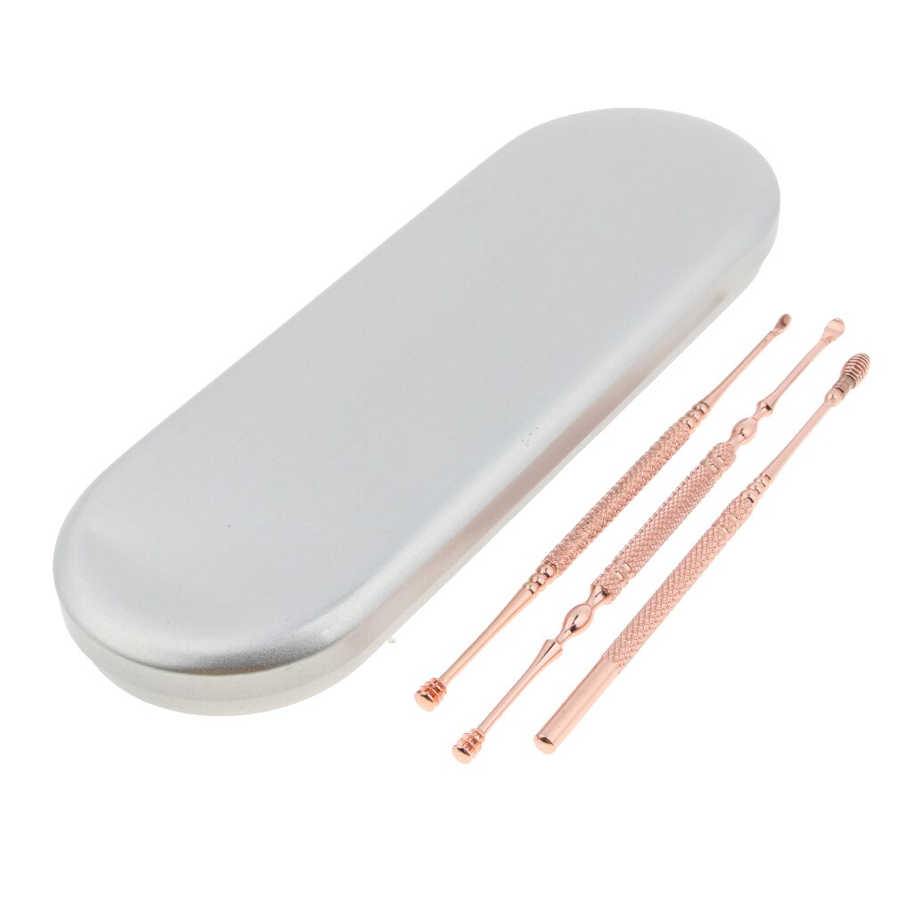 3 Stks/set Double-Ended Roestvrij Ear Wax Remover Lepel Earpick Oor Schoner Gereedschap Voor Vrouwen Mannen