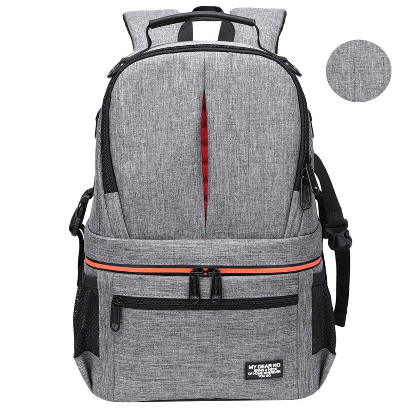 Vanntett kamera dslr skuldre ryggsekk med reflekterende stripe videostativ bæreveske menn kvinner fotografering utendørs reiseposer: Grå (oxford)