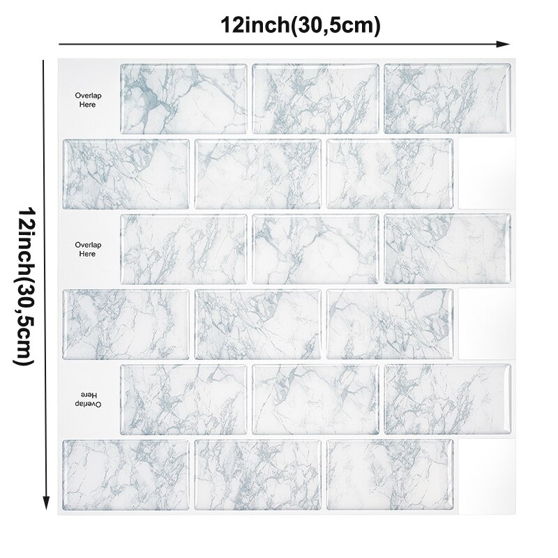 large self-adhesive tile sticker backsplash 3D wallpaper DIY kitchen bathroom decorative white waterproof wall tiles: TL01D