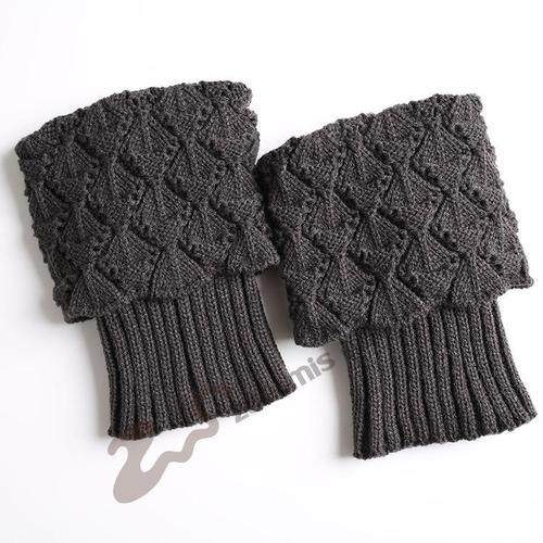 1 pair Women Autumn Winter Casual Leg Warmers Knitted Boot Cover Short Solid Color Socks Foot Warming Cover: DGY