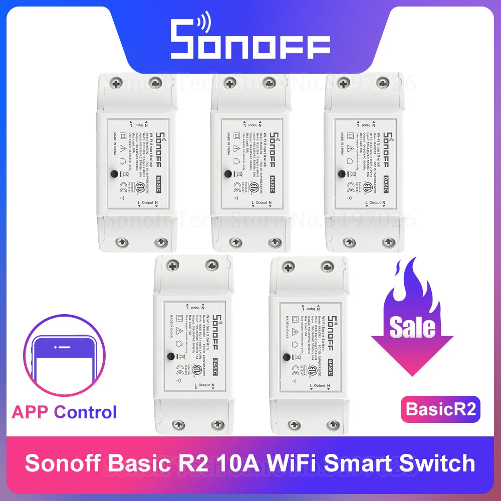 Itead Sonoff Basic R2 Smart Wifi Schakelaar Relais Draadloze Controle Interruptor Wifi Lichtschakelaar Smart Home Afstandsbediening Werk Met Alexa