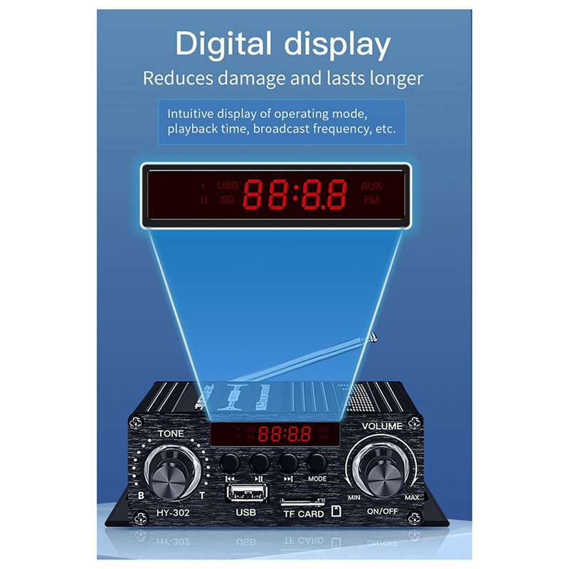 Najlepszy nowy cyfrowy wzmacniacz Bluetooth 12V domowy samochód 2-kanałowy głośnik dźwiękowy HIFI odbiornik FM wzmacniacz audio Clase-AB AMP