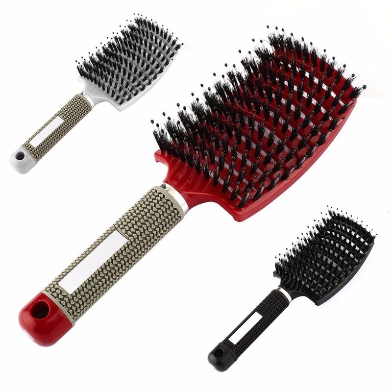 Dos Homens das mulheres Do Cabelo Do Couro Cabeludo Massagem Pente de Cerdas & Nylon Escova De Cabelo Desembaraçar Escova de Cabelo para o Salão de Cabeleireiro Ferramentas de Estilo Encaracolado Molhado