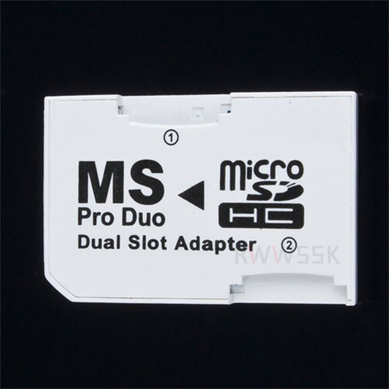 Dual 2 Slot Micro Memory TF To Memory Stick MS Card Pro Duo Adapter up to 32GB*2 For PSP