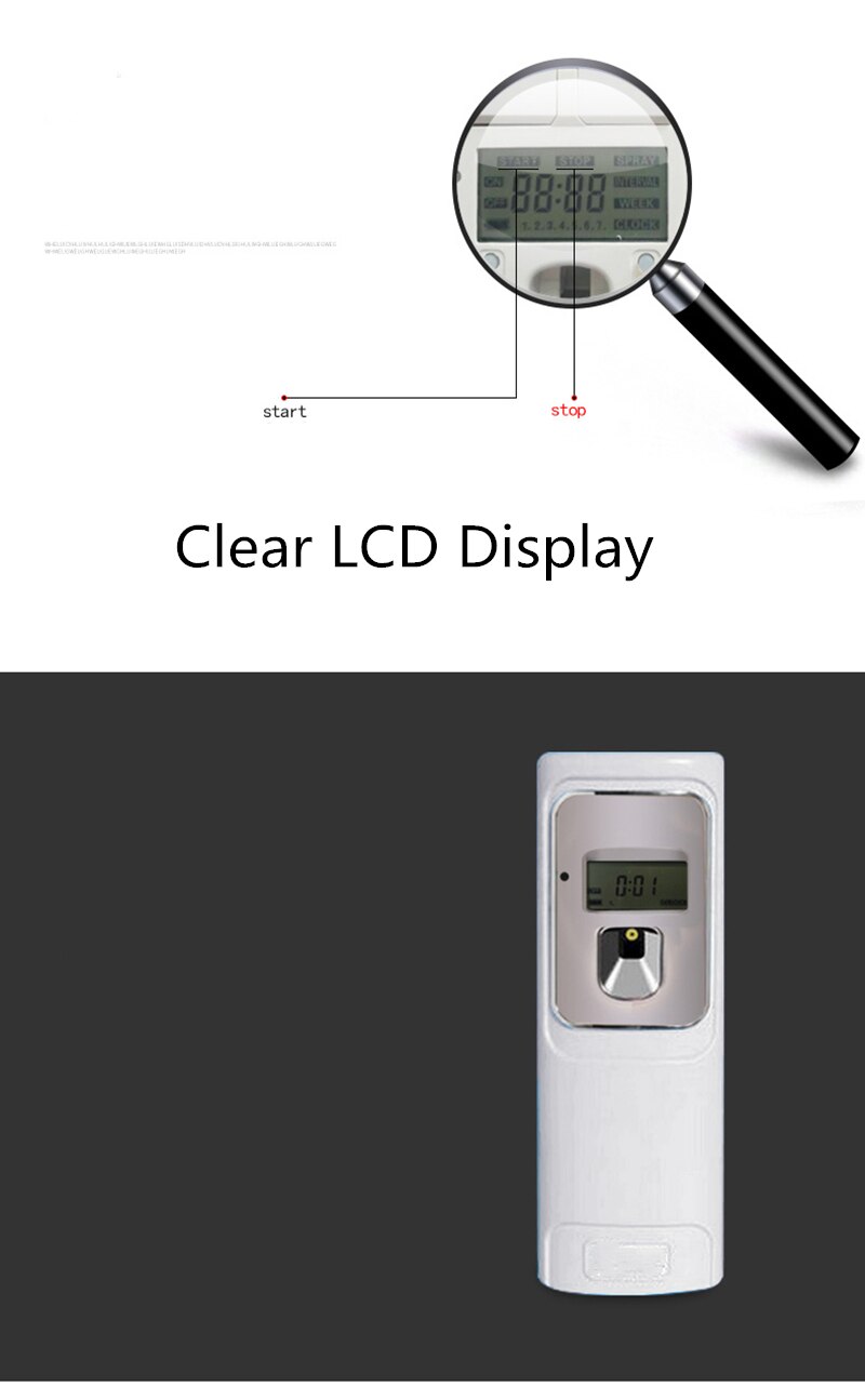 Automatische intelligentie lcd-geurverstuiver, aerosoldispenser, luchtverfrisser voor thuis en hotel, desinfecterend apparaat voor 300ml parfumblikken