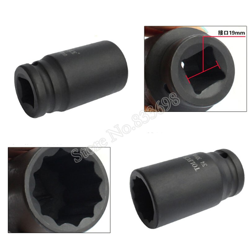 MeaccelerDeep Wall Air Adopter Impact Socket Set, Pneumatique, Outil de réparation automatique, 3/4 ", 78mm de long, 12 points, 1 Pc