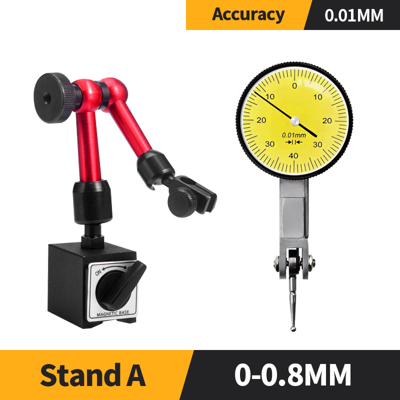 Indicador de Dial de 0-10mm, Base de soporte magnético, soporte magnético para calibre de orificio de Dial, herramientas de medida, indicador de tipo hora, reloj comparador: Castaño