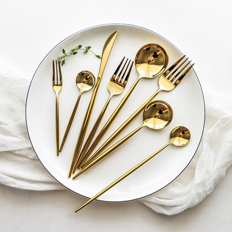 Bestek Glod Zilver Rvs Bestekset Bestek Vork Lepel Mes Set Dessert Vork Lepel Diner Opscheplepel Servies