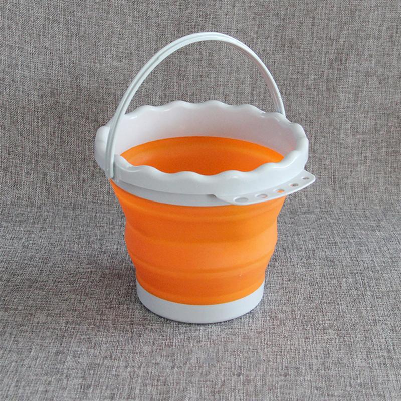 2pcs 2L Foldable Fishing Bucket Collapsible Silicone Bucket Outdoor Fish Gear Foldable Water Bucket Car Wash Bucket Random Color