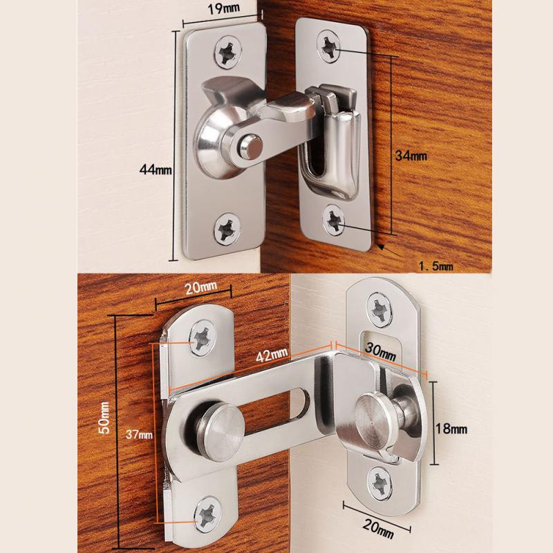 Home Door Clasp Door Lock Stainless Steel Latch Push Pull Sliding Chain 90 Degree Hotel Shift Cabinet Security Tools Button
