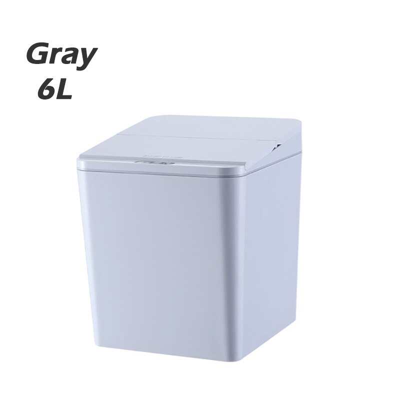 Poubelle de bureau à Induction intelligente 4L/6L, poubelle Portable de voiture, ménage cuisine chambre à coucher, Mini seau de stockage de collations 1 pièce: Gray  6L