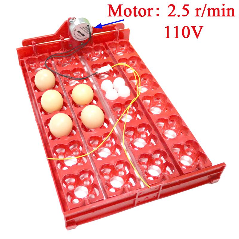 Incubadora para aves 96 huevos, bandeja automática de 24 huevos, herramienta de incubación de codornices de loros, tamaño 43*28 cm: 110V motor