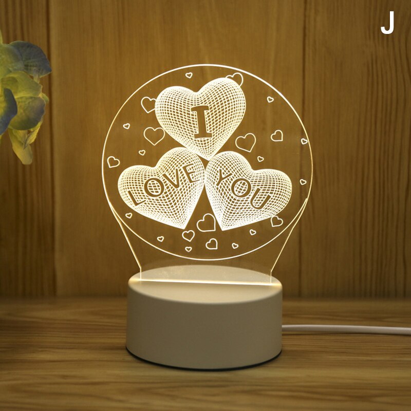 Acrylic 3D Night Light Elk Love Pattern Night Light LED Romantic Light: J