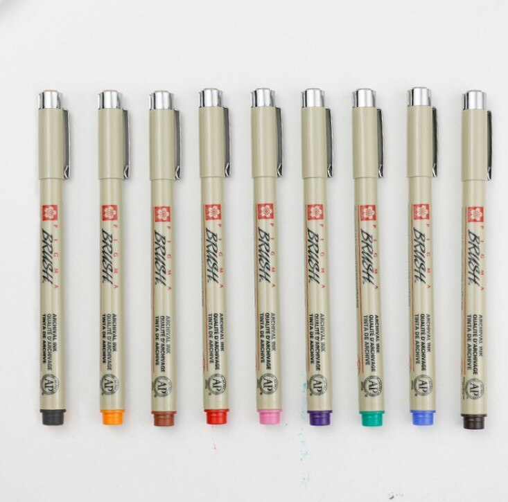 Sakura De hoofd van een zachte waterdichte comic handgeschilderde zachte hoofd kleur pen kalligrafie kleine mooie pen haak lijn Mark pen: Full set of 9 colors