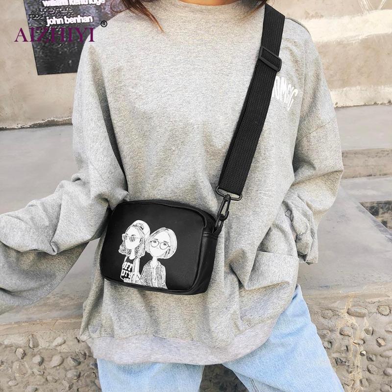 Mulheres dos desenhos animados impressão praça bolsas de ombro mensageiro casual couro do plutônio feminino crossbody sacos bolsa feminina mujer