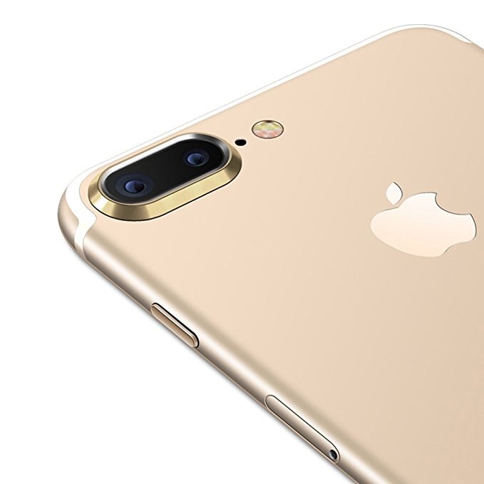 Protector de cristal templado para lente de cámara 3D, funda de anillo de lente trasera para iPhone 7/8 Plus, parachoques de anillo ovalado: Gold