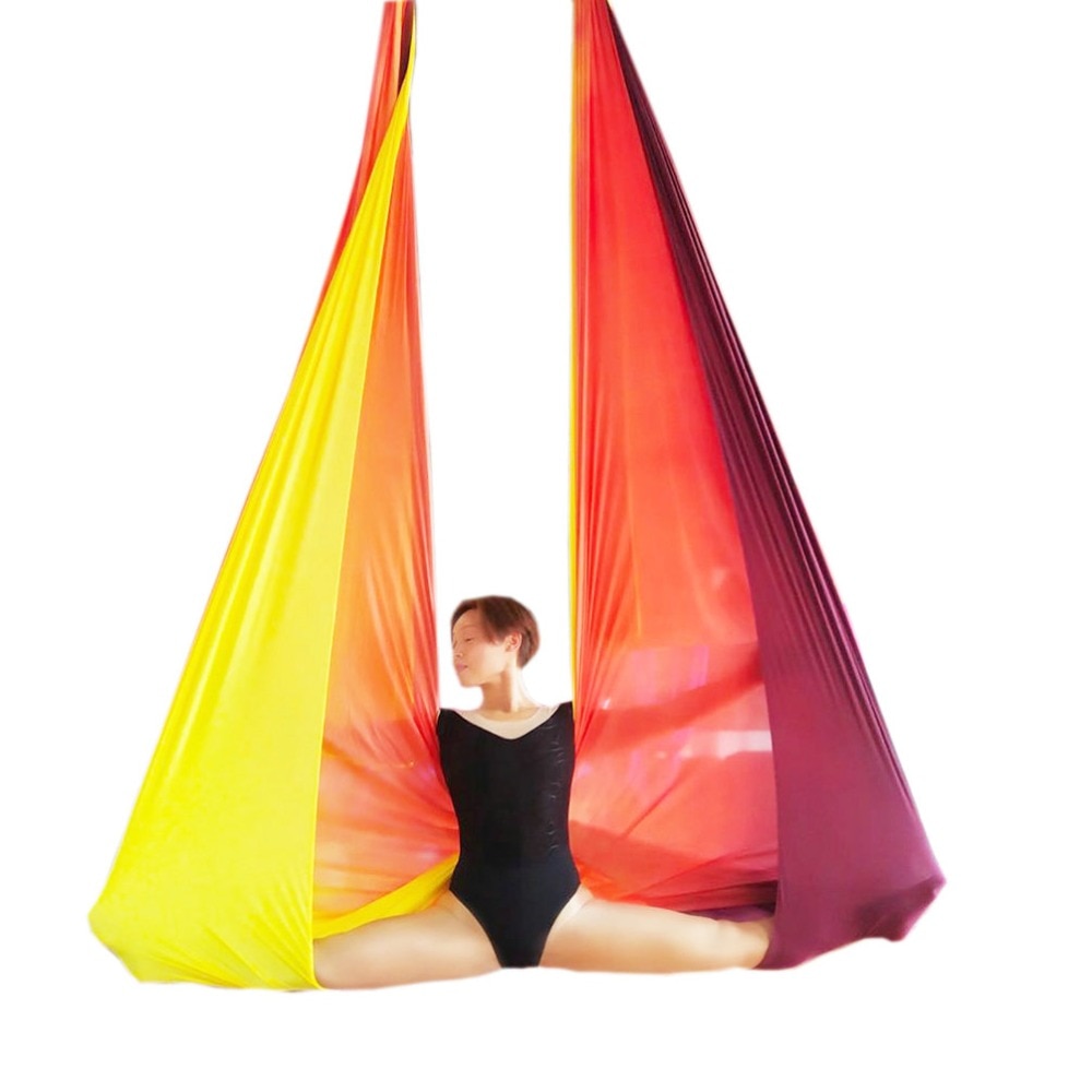Multicolour Kleurverloop Antenne Anti-Gravity Yoga Hangmat Swing Vliegende Yoga Bed Doek Materiaal Prachtige Kleur Vliegende Kleur