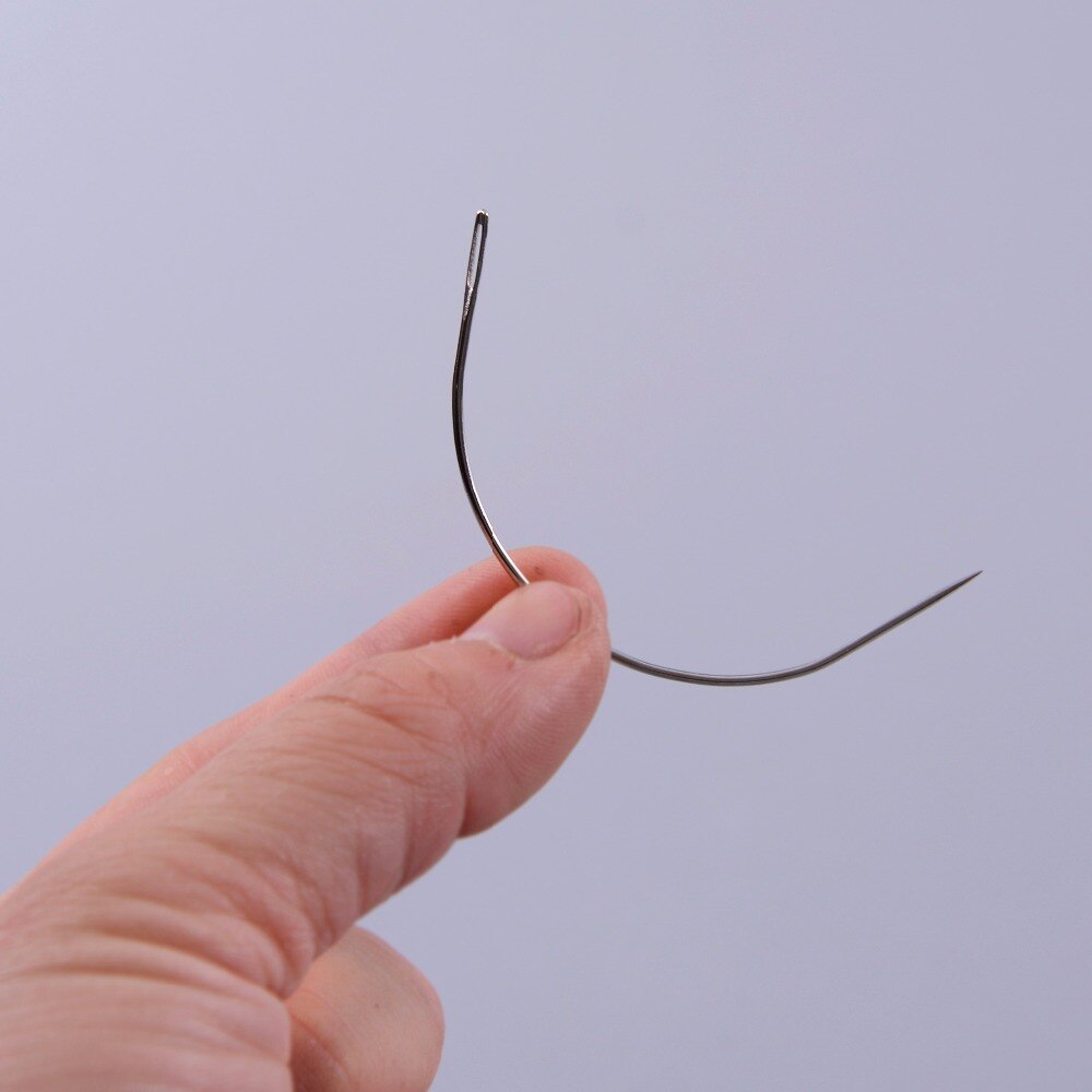 Agujas para coser/tejer extensiones de cabello humano, enhebrador de agujas curvadas en forma de C de 9 CM, 50 unidades