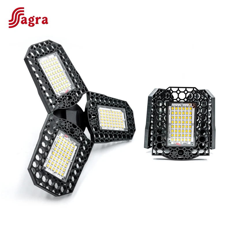 Led-garagelampa 40w 60w 80w deformerbar lampa 110v 220v superljus industriell belysning justerbar vinkellampa för verkstad