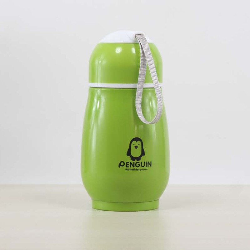 Stainless Steel Thermos Premium Travel Rabbit Coffee Cups BPA Free Thermos Mug for Tea Cute Kids Water Bottle Garrafa Termica: penguin green