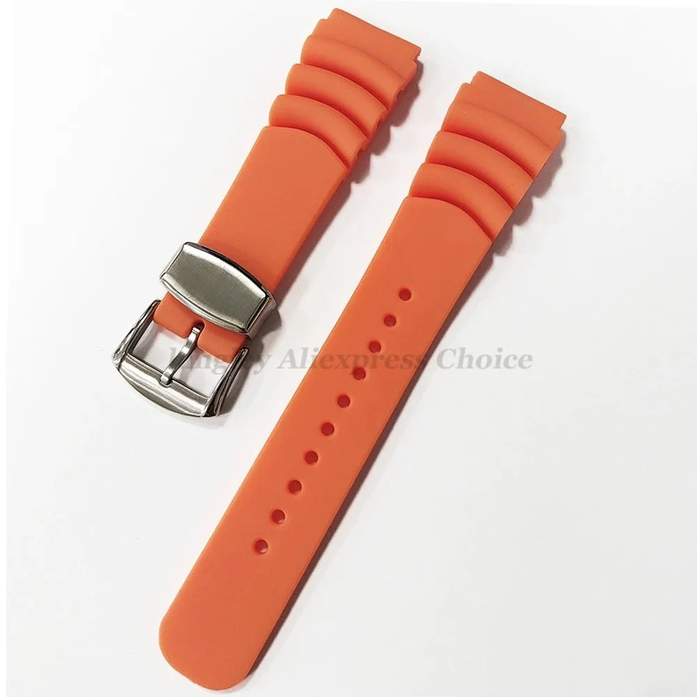 Bracelet de montre en Silicone pour SEIKO SKX007 009 plongée 007 pour résine en conserve d'ormeau 20mm 22mm bracelet de montre anneau fermoir boucle ardillon ceinture: White black / 14mm