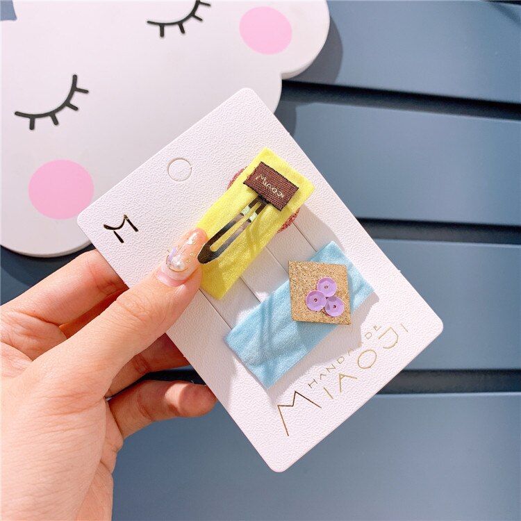 Cute 2pcs Kids Girls Flower Hair Clip Girls Kids Hairpin Accessories For Children Hair Barrette Hairclip Headdress Headwear