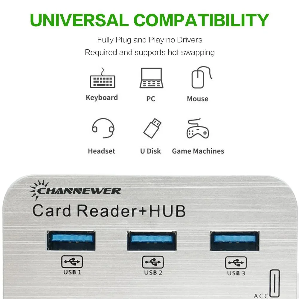 7 in 1 USB 3.0 geheugenkaartlezer Hoge snelheid externe lezer voor SD SDHC SDXC Micro SD TF MS M2-kaarten