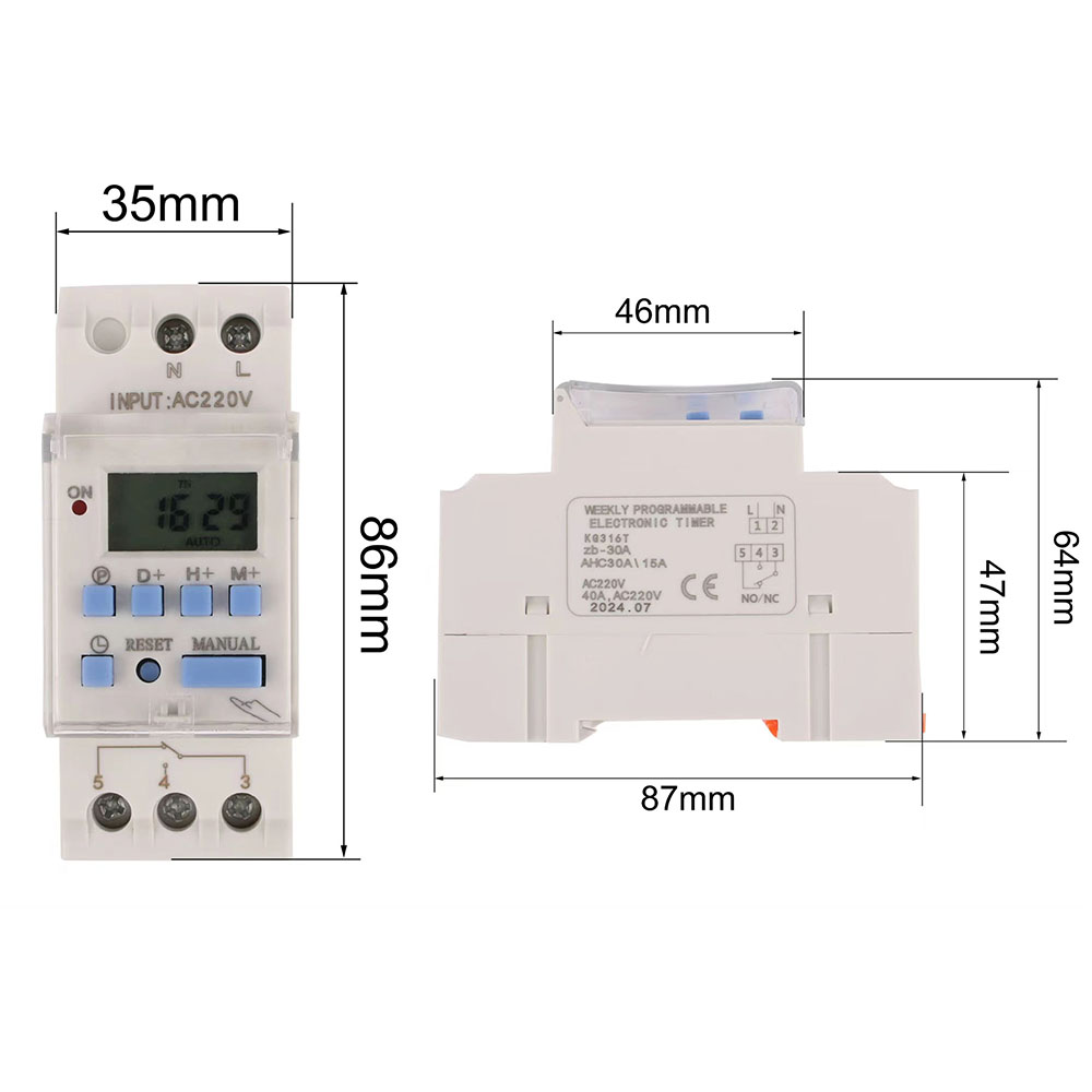 Timer 220V 110V 24V 12V AHC10A TE-4163 Digital LCD Power Timer Programmierbare Zeitschaltuhr Relais 40A AHC40A Wöchentliche Steuerung Timer