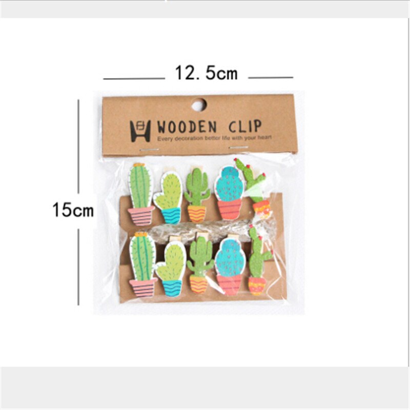 10 stuks schattige cactus houten knijpers fotoklemmen spelden notitie memo kaarthouder voor bruiloftsfeest decoratie