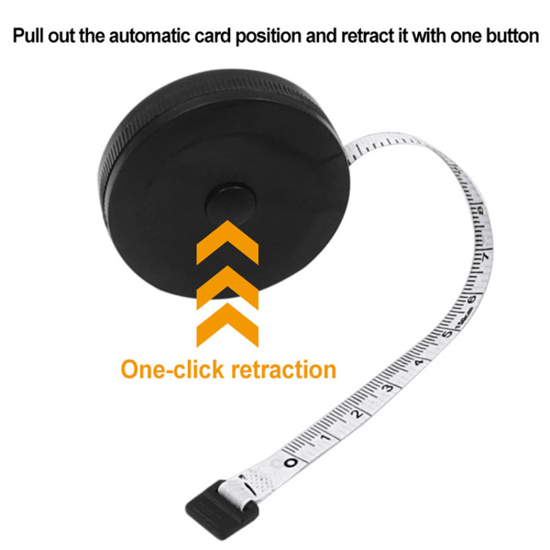 1.5m/60inch Black Tape Measures Automatic Flexible Mini Sewing Measuring Tape Dual Sided Retractable Tool Body Tailor Tape Ruler